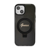 Guess Ring Stand Script Glitter MagSafe - Etui iPhone 15 (czarny) (GUHMP15SHRSGSK)