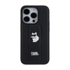 Karl Lagerfeld Gripstand Saffiano Choupette Pins - Etui iPhone 15 Pro (czarny) (KLHCP15LGSACHPK)