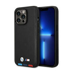 BMW Leather Hot Stamp Tricolor MagSafe – Etui iPhone 14 Pro Max (Czarny) (BMHMP14X22PTDK)