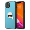 Karl Lagerfeld PU Leather Karl's Head Metal - Etui iPhone 13 mini (niebieski) (KLHCP13SPKMB)