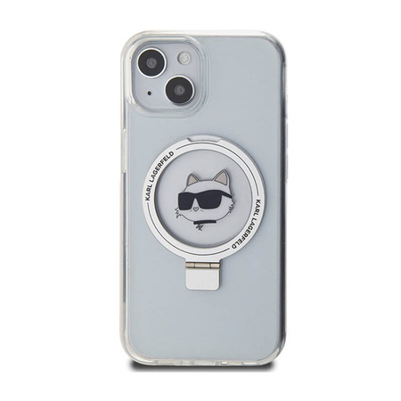 Karl Lagerfeld Ring Stand Choupette Head MagSafe - Etui iPhone 15 (biały) (KLHMP15SHMRSCHH)