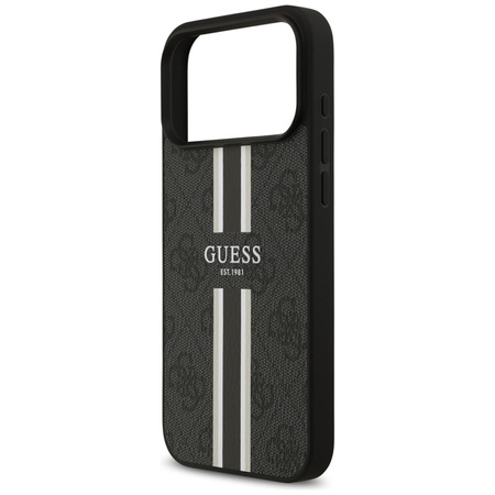 Guess 4G Printed Stripes MagSafe - Etui iPhone 17 Pro Max (czarny) (GUHMP17XP4RPSK)