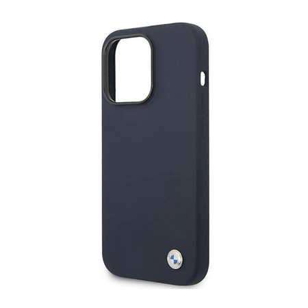 BMW Liquid Silicone Case Metal Logo MagSafe - Etui iPhone 14 Pro Max (granatowy) (BMHMP14XSILNA)