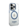 Guess Metal Outline Magsafe - Etui iPhone 14 Pro (przezroczysty / niebieski) (GUHMP14LHTRMB)