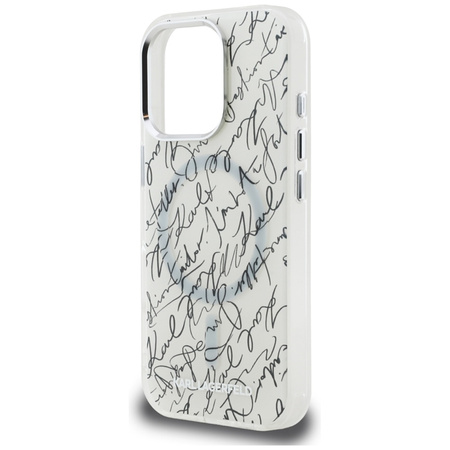 Karl Lagerfeld IML Karl Script Pattern MagSafe - Etui iPhone 16 Pro Max (biały) (KLHMP16XHMSPUSH)