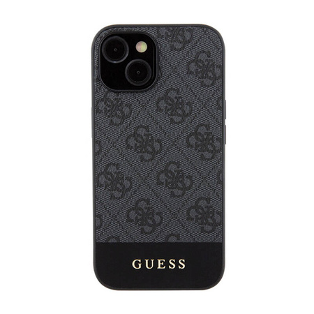 Guess 4G Bottom Stripe Metal Logo Collection - Etui iPhone 15 (szary) (GUHCP15SG4GLGR)