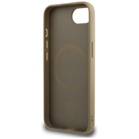 Guess Grained Triangle MagSafe - Etui do iPhone 16e (brązowy) (GUHMPSE4PGTSPSW)