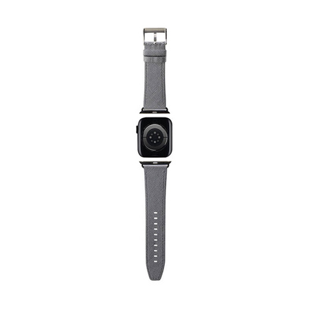 Karl Lagerfeld Saffiano Monogram - Pasek do Apple Watch 38/40/41 mm (srebrny) (KLAWMSAKLHPG)