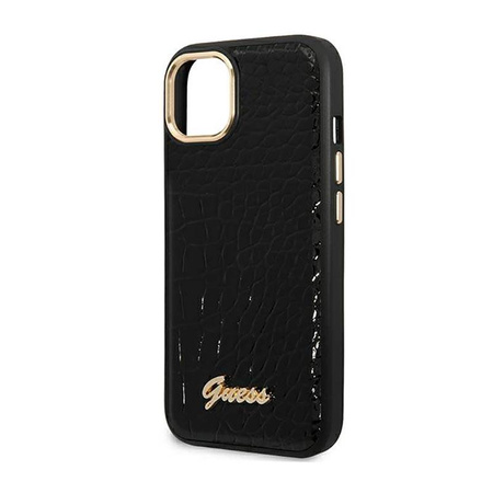 Guess Croco Collection – Etui iPhone 14 Plus (czarny) (GUHCP14MHGCRHK)