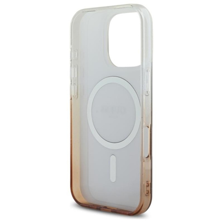 Guess IML Glitter Gradient MagSafe - Etui iPhone 16 Pro (brązowy) (GUHMP16LHGRCELW)