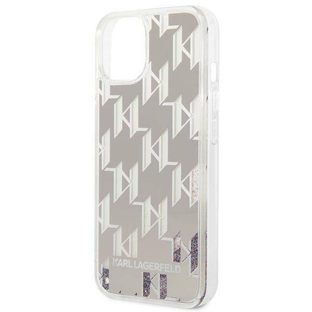Karl Lagerfeld Monogram Liquid Glitter - Etui iPhone 14 Plus (srebrny) (KLHCP14MLMNMS)