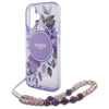 Guess IML Flowers With Pearl Strap MagSafe - Etui iPhone 16 (fioletowy) (GUHMP16SHFWBRCESU)