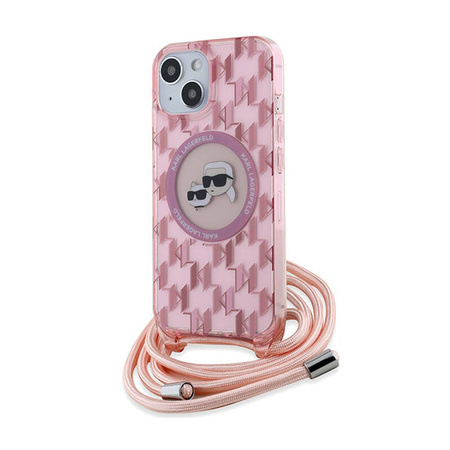 Karl Lagerfeld IML Crossbody Monogram Karl & Choupette Head MagSafe - Etui iPhone 15 / 14 / 13 (różowy) (KLHMP15SHCKCKLCP)