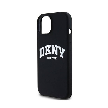 DKNY Liquid Silicone White Printed Logo MagSafe - Etui iPhone 15 Plus / 14 Plus (czarny) (DKHMP15MSNYACH)