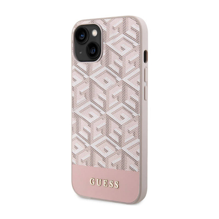 Guess GCube Stripes MagSafe - Etui iPhone 14 Plus (Różowy) (GUHMP14MHGCFSEP)