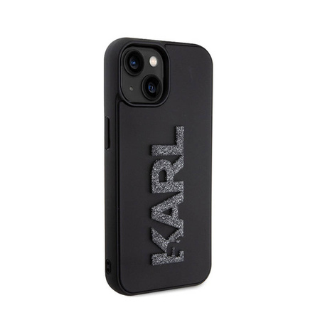 Karl Lagerfeld 3D Rubber Glitter Logo - Etui iPhone 15 (czarny) (KLHCP15S3DMBKCK)