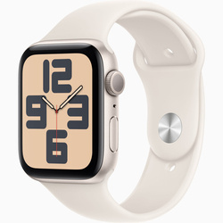 Apple Watch SE GPS 44mm Koperta z aluminium w kolorze księżycowej poświaty, pasek sportowy w kolorze księżycowej poświaty - S/M (MXEU3ET/A)