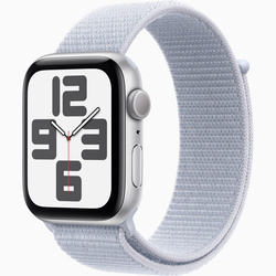 Apple Watch SE GPS 44mm Koperta z aluminium w kolorze srebrnym, opaska sportowa w kolorze błękitnego obłoku (MXET3ET/A)