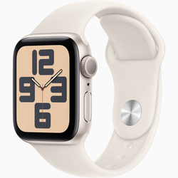 Apple Watch SE GPS + Cellular 40mm Koperta z aluminium w kolorze księżycowej poświaty, pasek sportowy w kolorze księżycowej poświaty - S/M (MXGJ3ET/A)