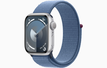 Apple Watch Series 9 GPS 41mm Koperta z aluminium w kolorze srebrnym z opaską sportową w kolorze zimowy błękit (MR923QP/A)