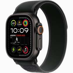 Apple Watch Ultra 2 GPS + Cellular 49mm Koperta z tytanu w kolorze czarnym, Opaska Trail w kolorze czarnym - M/L (MX4V3WB/A)