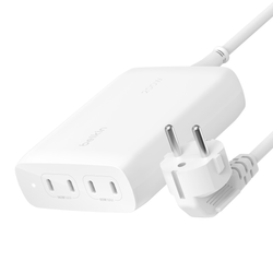 Belkin BoostCharge Pro - Ładowarka sieciowa Power Delivery, 4 porty USB-C, GaN, 200W - biała (WCH015VFWH)