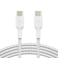 Belkin kabel pleciony USB-C/USB-C M/M 2.0 1 m - biały (CAB004BT1MWH)