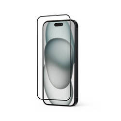 Crong Anti-Bacterial 3D Armour Glass - Szkło hartowane 9H na cały ekran iPhone 15 Plus + ramka instalacyjna (CRG-AB3DAG-IP15PL)