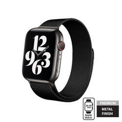 Crong Milano Steel - Pasek ze stali nierdzewnej do Apple Watch 38/40/41 mm (czarny) (CRG-40MST-BLK)