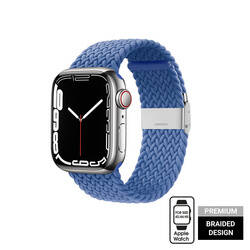 Crong Wave Band – Pleciony pasek do Apple Watch 42/44/45/49 mm (niebieski) (CRG-44WAV-BLU)