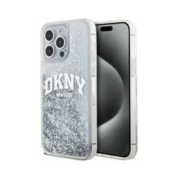 DKNY Liquid Glitter Big Logo - Etui iPhone 15 Pro (biały) (DKHCP15LLBNAET)