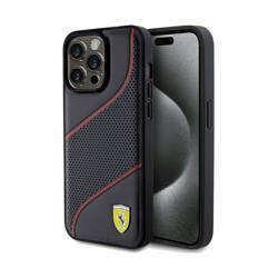 Ferrari Perforated Waves Metal Logo - Etui iPhone 15 Pro Max (czarny) (FEHCP15XPWAK)