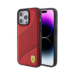 Ferrari Perforated Waves Metal Logo - Etui iPhone 15 Pro (czerwony) (FEHCP15LPWAR)