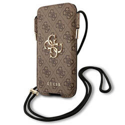 Guess 4G Big Metal Logo Pouch - Torebka na telefon L max 6.7" (brązowy) (GUHCP12L4GPSBR)