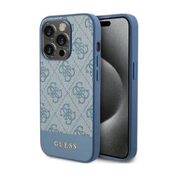 Guess 4G Bottom Stripe Metal Logo Collection - Etui iPhone 15 Pro Max (niebieski) (GUHCP15XG4GLBL)