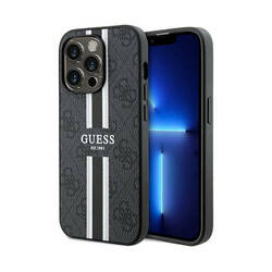 Guess 4G Printed Stripes MagSafe - Etui iPhone 15 Pro (czarny) (GUHMP15LP4RPSK)