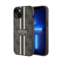 Guess 4G Printed Stripes MagSafe - Etui iPhone 15 (brązowy) (GUHMP15SP4RPSW)