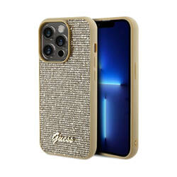 Guess Disco Metal Script - Etui iPhone 14 Pro (złoty) (GUHCP14LPMSDGSD)