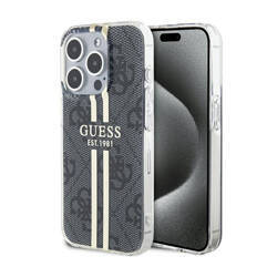 Guess IML 4G Gold Stripe - Etui iPhone 15 Pro (czarny) (GUHCP15LH4PSEGK)