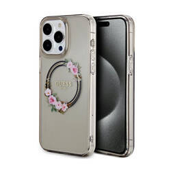 Guess IML Flowers Wreath MagSafe - Etui iPhone 15 Pro Max (czarny) (GUHMP15XHFWFCK)
