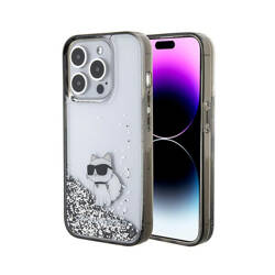 Karl Lagerfeld Liquid Glitter Choupette - Etui iPhone 15 Pro (przezroczysty) (KLHCP15LLKCNSK)