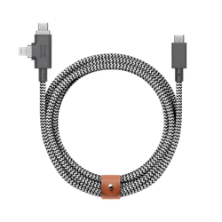 Native Union Belt Cable Duo Pro 240W - kabel USB-C - USB-C / lightning, 2,4 m (zebra) (BELT-PROCCL-ZEB-NP)