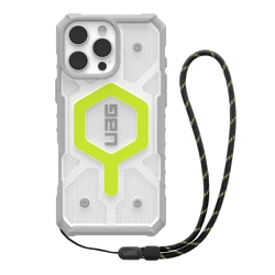 UAG Pathfinder Clear Magsafe Bundle - obudowa ochronna do iPhone 16 Pro Max kompatybilna z MagSafe oraz smycz na telefon (jasny neon / grafitowy-czarny) (1144651BV01)