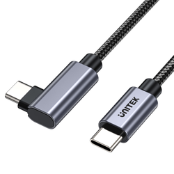 Unitek Kabel USB-C kątowy 90° PD100W 0,5m - czarny (C14123BK-0.5M)