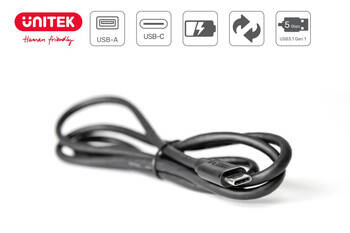 Unitek przewód USB-C / USB-A 3.1 5Gbps do ładowania i synchronizacji - czarny (Y-C474BK)