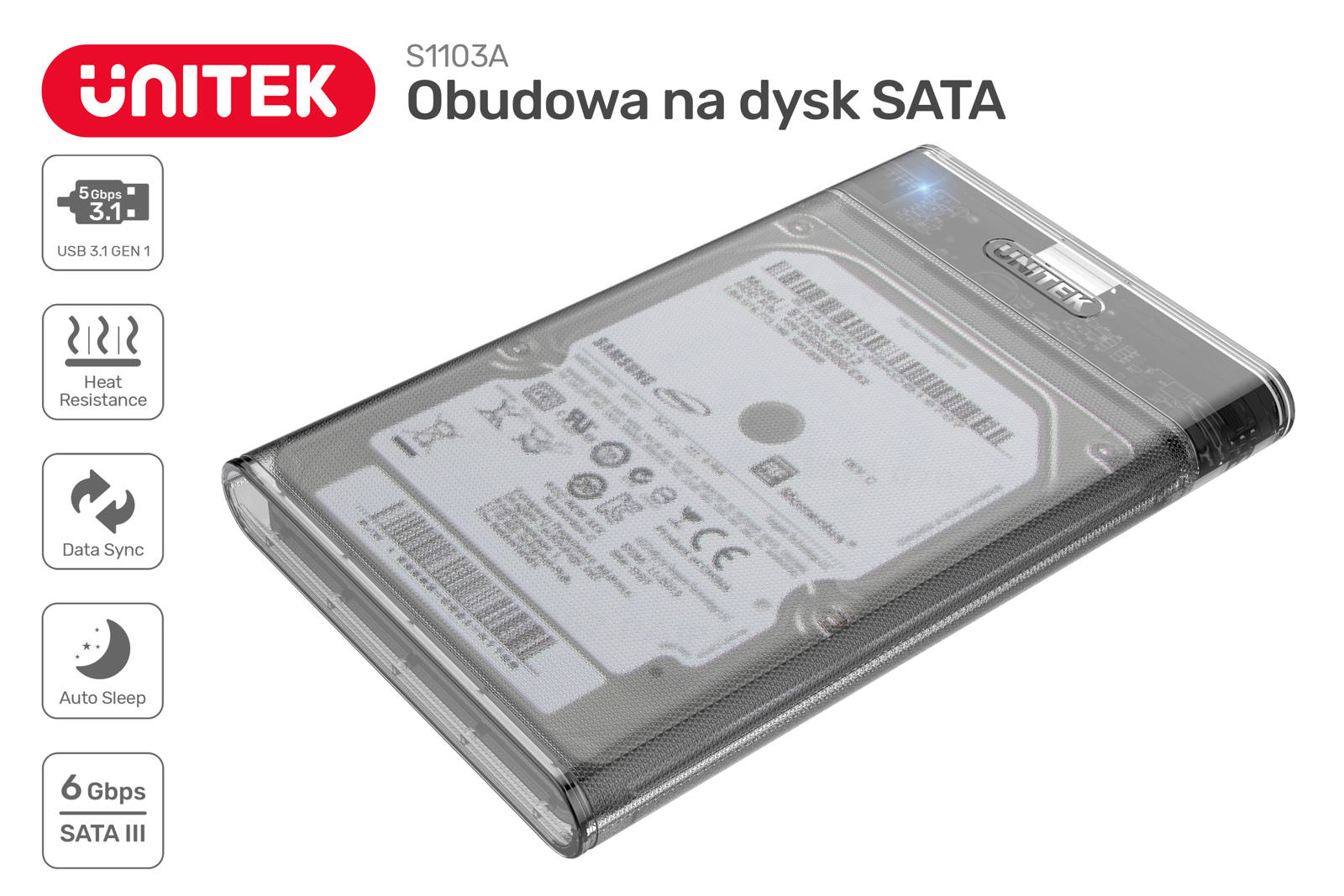 Unitek Obudowa Usb Hdd Ssd Sata G Uasp S A Iakcesoria Akcesoria Do Dysk W