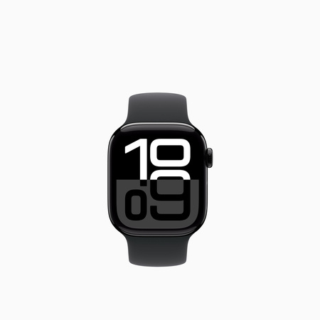 Apple Watch Series 10 GPS 42mm Koperta z aluminium w kolorze onyksu, pasek sportowy w kolorze czarnym - S/M (MWWE3ET/A)