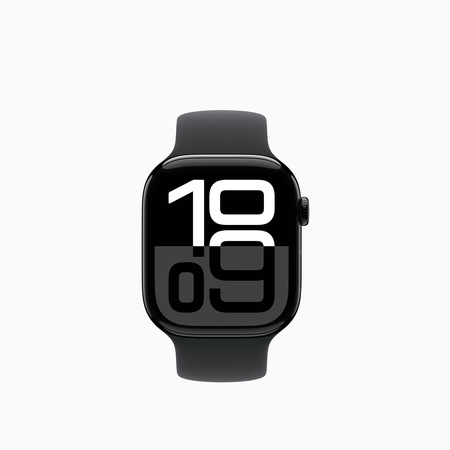 Apple Watch Series 10 GPS + Cellular 46mm Koperta z aluminium w kolorze onyksu, pasek sportowy w kolorze czarnym - S/M (MWY33ET/A)