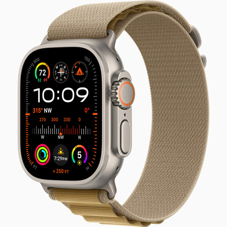 Apple Watch Ultra 2 GPS + Cellular 49mm Koperta z tytanu w kolorze naturalnym, Opaska Alpine w kolorze beżu - M (MX4F3WB/A)