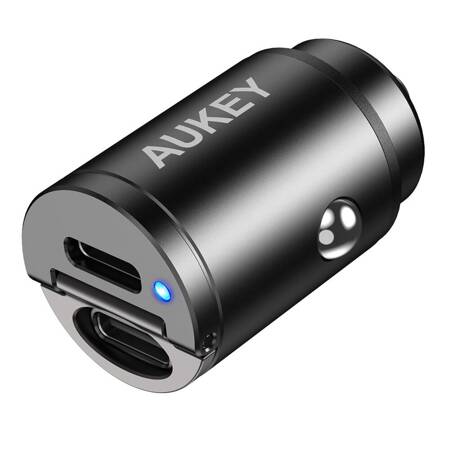 Aukey Ładowarka samochodowa 2x USB-C, PD 30W (CC-A4BK)